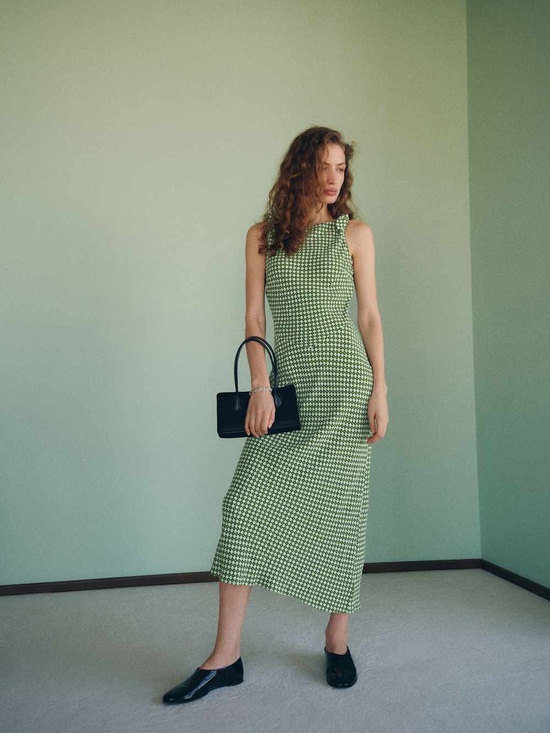 Reformation Dresses & Skirts - Reformation Green Houndstooth Midi Dress